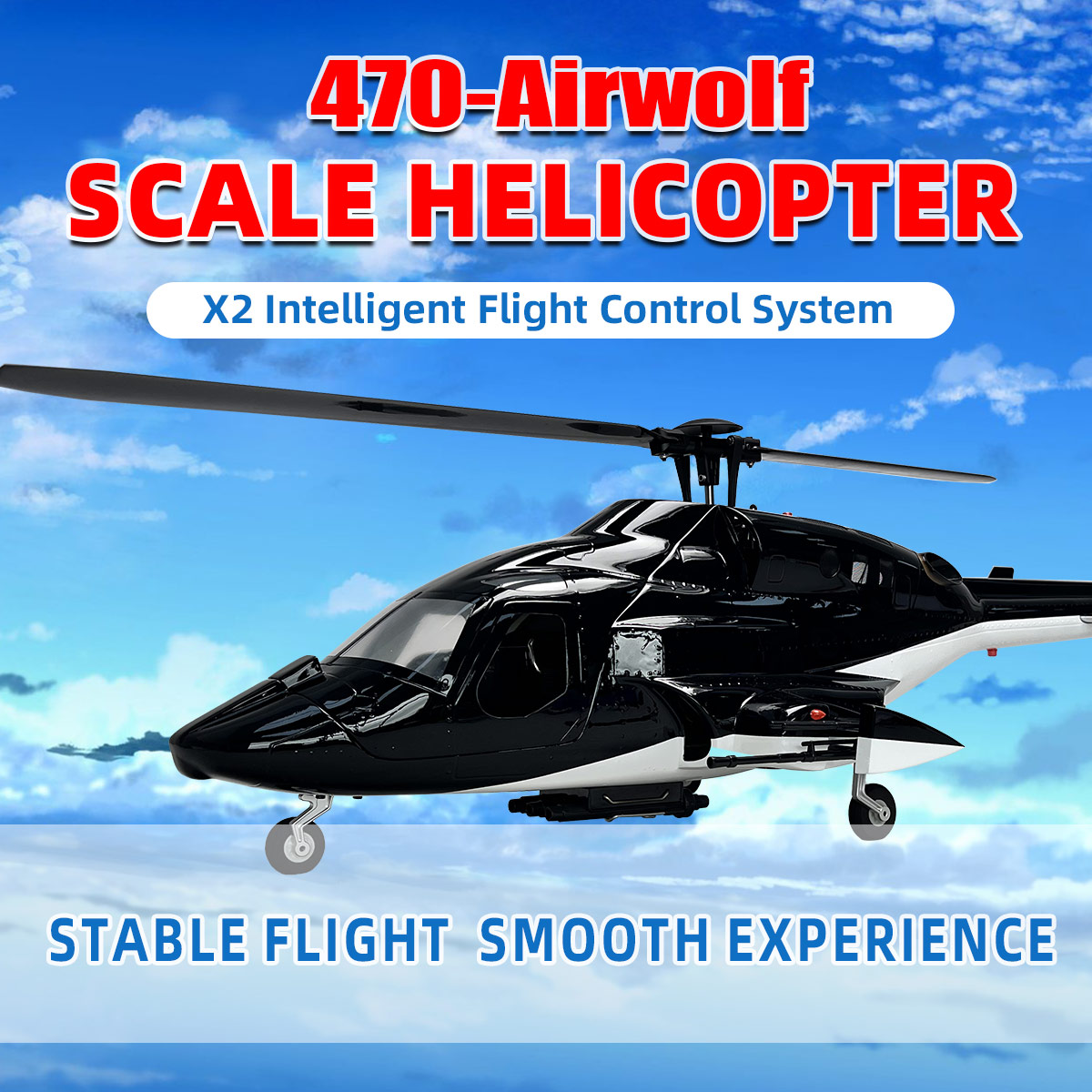 Rc Helicopter Nitro - 470 taille Airwolf RTF RC hélicoptère