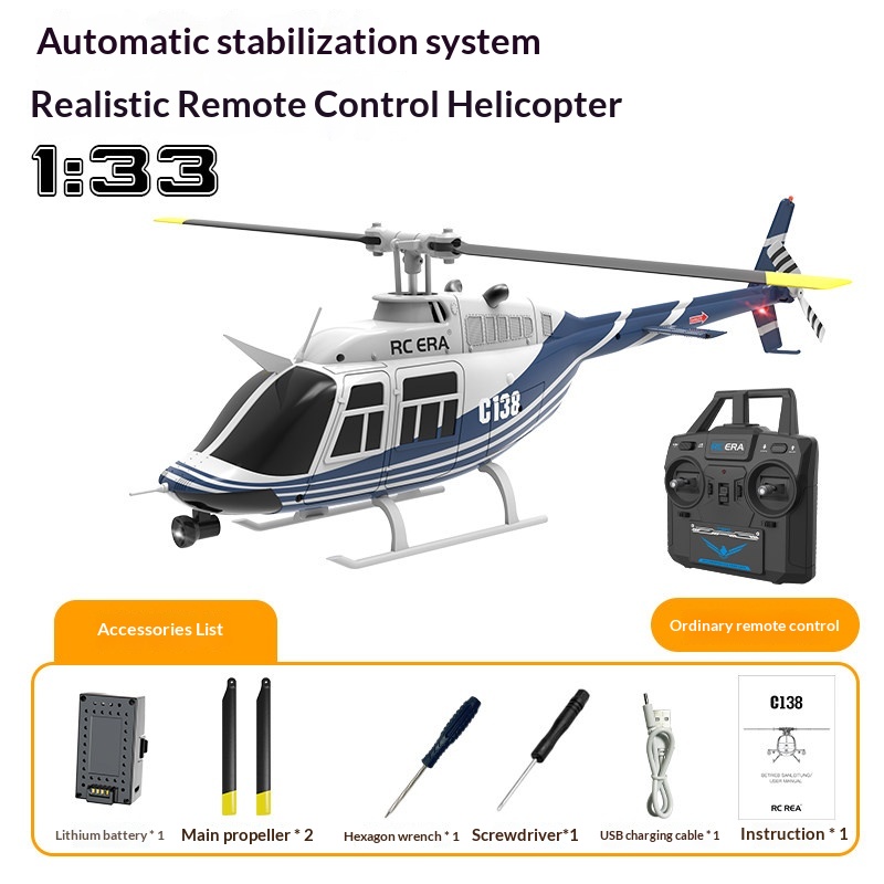 Rc Helicopter Single Rotor - Hélicoptère RC Era C138 Bell 206,