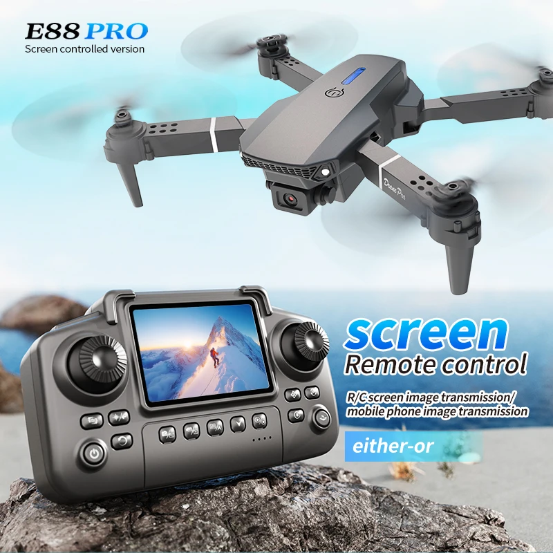 Rc Helicopter Case - Drone professionnel E88 PRO avec écran,