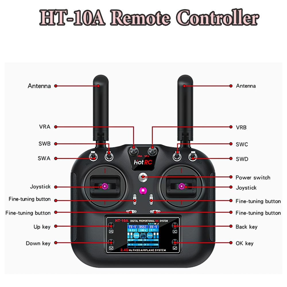 Émetteur Hotrc HT-10A 2.4G 10C - Rc Helicopter Motor avis et prix
